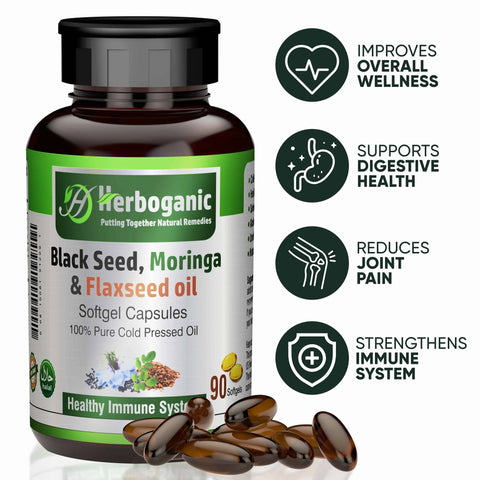 Black Seed, Moringa & Flaxseed Softgel Capsules