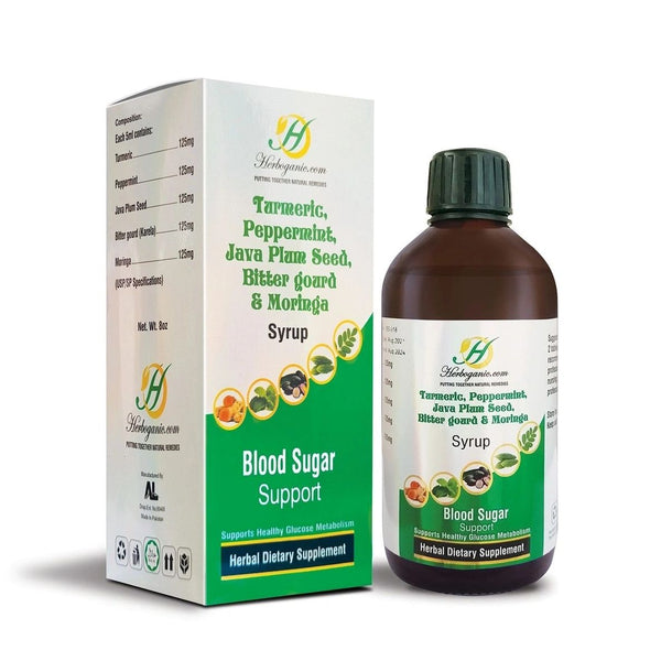 Turmeric, Peppermint, Java Plum Seed, Bitter Gourd & Moringa Syrup (Wholesale)